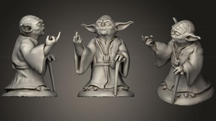Figurines heroes, monsters and demons (Middle Finger Yoda, STKM_0969) 3D models for cnc